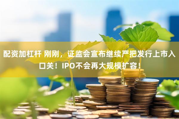 配资加杠杆 刚刚，证监会宣布继续严把发行上市入口关！IPO不会再大规模扩容！